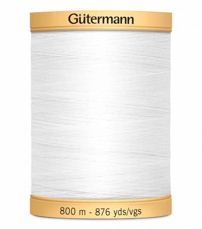 White 5709 Gutermann 100% Natural Cotton 50 weight thread , 875 yard spool