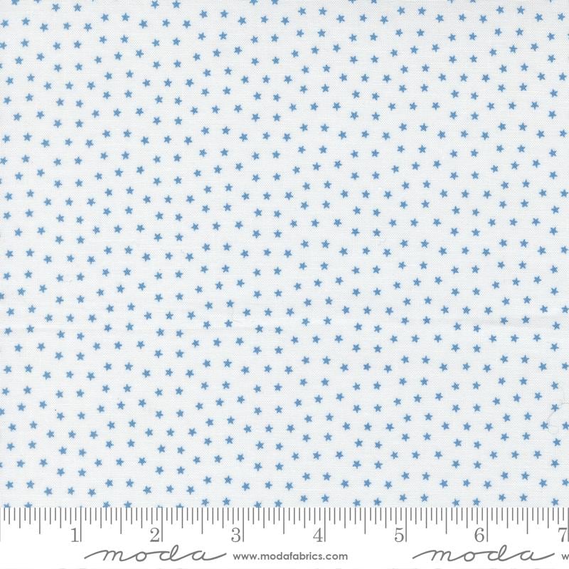 Starlight Blenders Stars in White & Blue from the Blueprint collection by Camille Roskelley for Moda continuous cuts of Quilter's Cotton