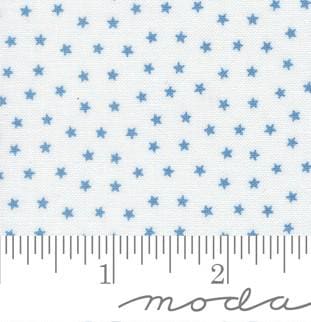 Starlight Blenders Stars in White & Blue from the Blueprint collection by Camille Roskelley for Moda continuous cuts of Quilter's Cotton