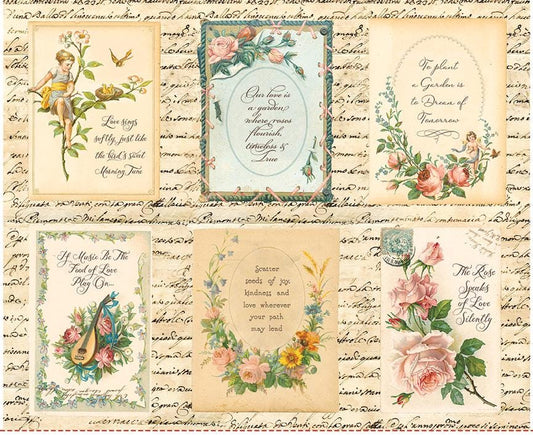 Rose Garden Panel from the Rose & Violet's Bouquets des Fleurs collection by Miss Rose and Sister Violet Riley Blake Designs Continuous Cuts