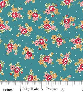 Bouquet in Raindrop from Farmer's Daughter by Lori Holt of Bee in My Bonnet for Riley Blake Designs. Continuous Cuts of Quilter's Cotton.