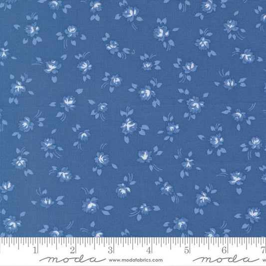 Grace Small Floral in Sea from the Blueprint collection by Camille Roskelley for Moda continuous cuts of Quilter's Cotton
