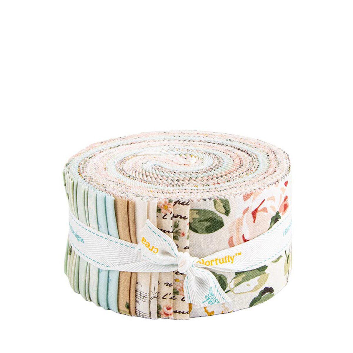 Rose & Violet's Bouquet des Fleurs collection by Miss Rose and Sister Violet for Riley Blake Designs. Jelly Roll 40 2.5" by 44" strips