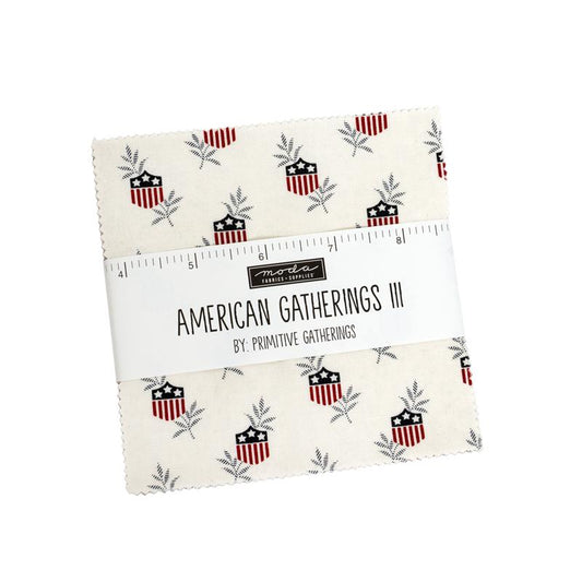 American Gatherings III by Primitive Gatherings for Moda Quilter's Cotton Charm Pack of 42 5 x 5 inch squares