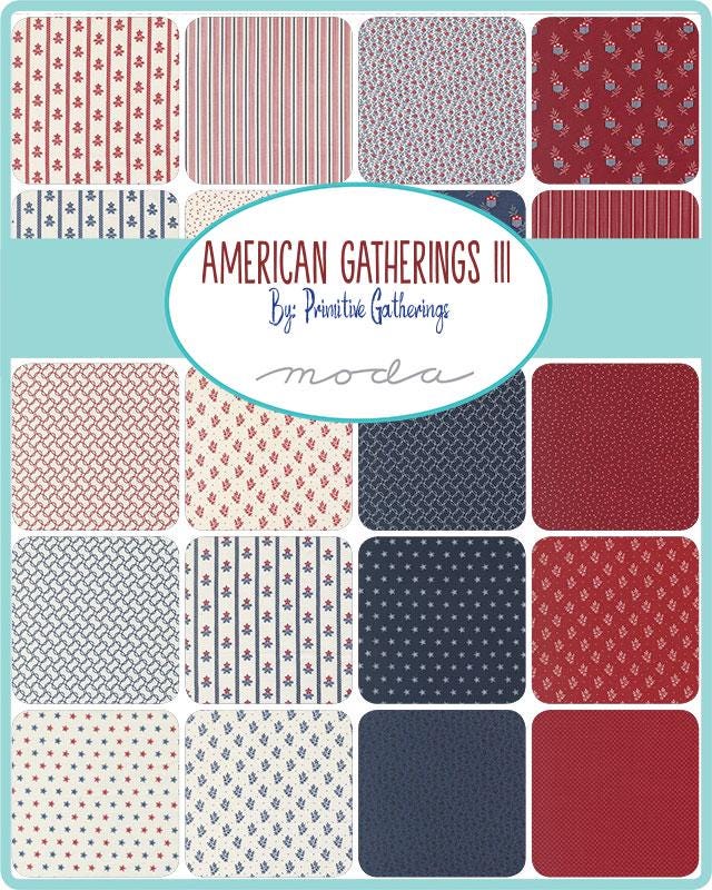 American Gatherings III by Primitive Gatherings for Moda Fabrics. Quilter's Cotton Layer Cake of 42 assorted 10 inch squares