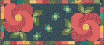 Rose Garden Table Runner Pattern by Heather Peterson of Anka's Treasures . 30" x 59" and 29" x 62.75" oversized runners
