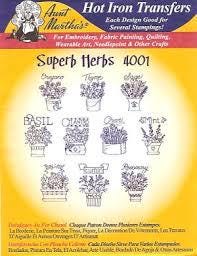 Superb Herbs Aunt Martha's #4001 Vintage Embroidery Hot Iron Transfer Pattern