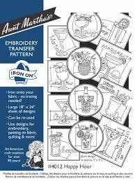 Happy Hour Aunt Martha's #4012 Vintage Embroidery Hot Iron Transfer Pattern