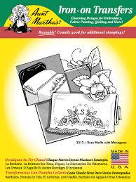 Rose Motifs with Monograms Aunt Martha's #3213 Vintage Embroidery Hot Iron Transfer Pattern