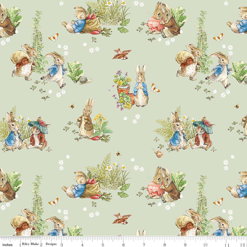 Peter Rabbit & Benjamin Bunny from Riley Blake Designs Layer Cake 42 piece collection of 10 inch squares.  10 inch stacker
