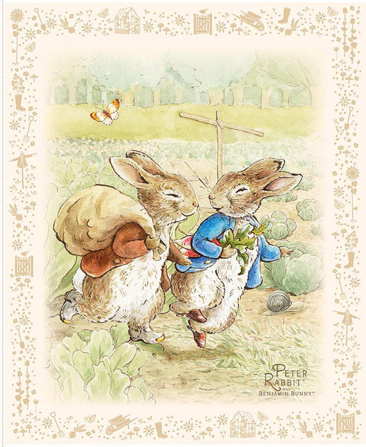 Peter Rabbit & Benjamin Bunny Panel from Riley Blake Designs 35.5 inch cuts of Quilter's Cotton Fabric