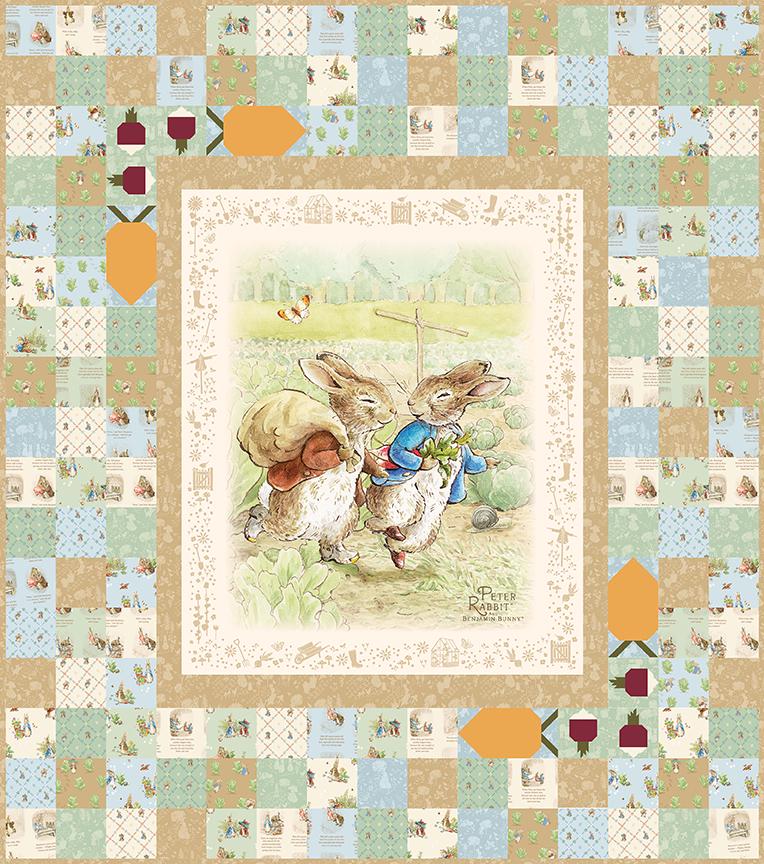 Peter Rabbit & Benjamin Bunny Panel from Riley Blake Designs 35.5 inch cuts of Quilter's Cotton Fabric