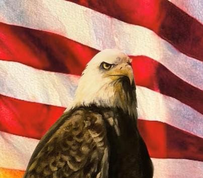 American Honor Eagle Panel by Vicki Gifford for Riley Blake Designs. Panel cuts of Quilter's Cotton Fabric