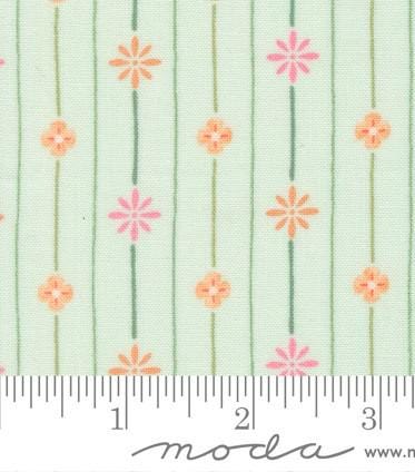 Kindness Petals In The Wind Stripes Floral in Mist by Deb Strain for Moda continuous cuts of Quilter's Cotton Fabric