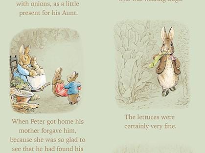 Peter Rabbit & Benjamin Bunny Story Time in Green for Riley Blake Designs. Continuous Cuts of Quilter's Cotton fabric.