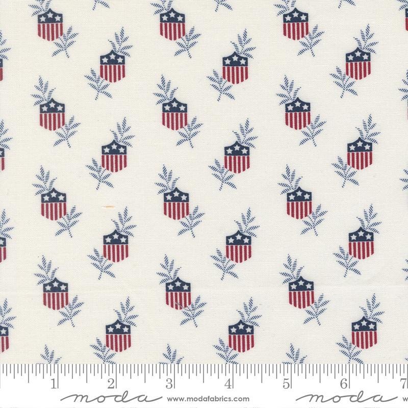 Star Shield in Cloud from American Gatherings III by Primitive Gatherings for Moda. Continuous cuts of Quilter's Cotton Fabric