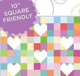 Hearts & Hugs Quilt Pattern by Wendy Sheppard for 40" x 40" heart Valentin's Day quilt that's Layer Cake friendly.