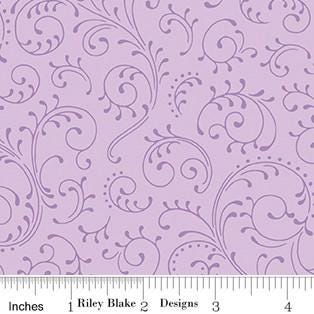 Scrolls in Lavender Pearl from Hydrangeas in the Garden by Jennifer Bosworth for Riley Blake Designs Continuous Cuts of Quilter's Cotton