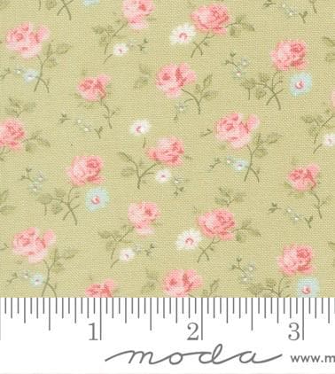 Abide Field Floral in Light Green by Brenda Riddle Designs for Moda continuous cuts of Quilter's Cotton Fabric