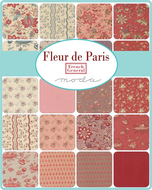 Jardinage Floral Scenic in Pearl Garance from Fleur de Paris by French General for Moda. Continuous cuts of Quilter's Cotton fabric