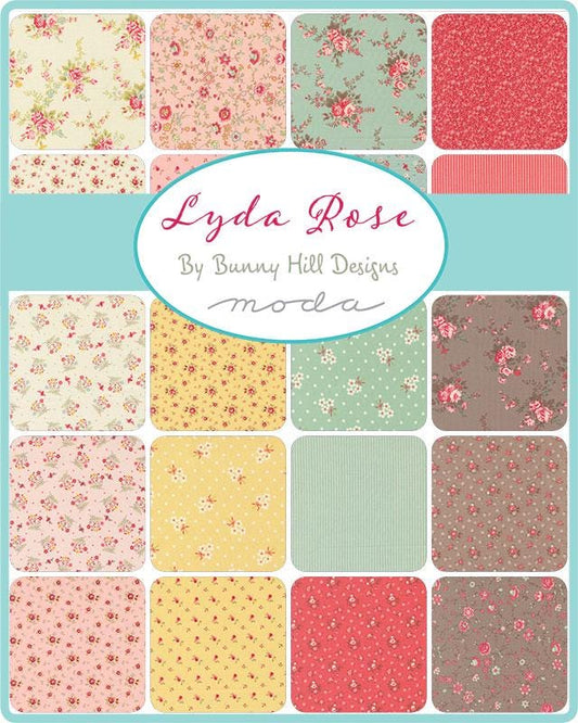 Lyda Rose by Bunny Hill Designs for Moda Fabrics. Quilter's Cotton Mini Charm Pack of 42 2.5 x 2.5 inch squares
