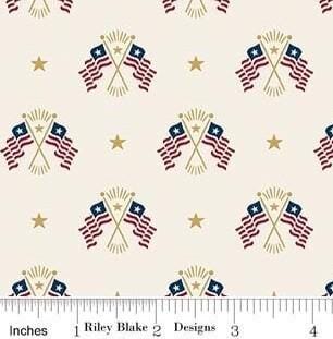 Independence Old Glory in Cream by RBD Designers for Riley Blake Designs. Continuous Cuts of Quilter's Cotton fabric