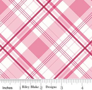 Plaid in Pink from Hydrangeas in the Garden by Jennifer Bosworth for Riley Blake Designs Continuous Cuts of Quilter's Cotton