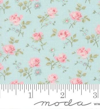 Abide Field Floral in Light Blue by Brenda Riddle Designs for Moda continuous cuts of Quilter's Cotton Fabric