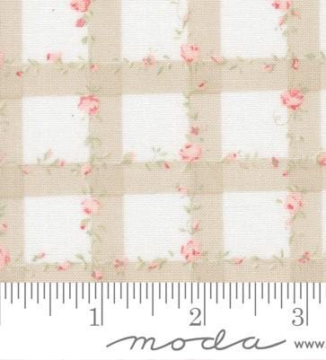 Abide Plaid Gingham Flower Vines in Stone by Brenda Riddle Designs for Moda continuous cuts of Quilter's Cotton Fabric