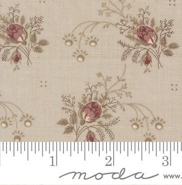 Primvere Florals Rosebud in Smoke from Fleur de Paris by French General for Moda. Continuous cuts of Quilter's Cotton fabric