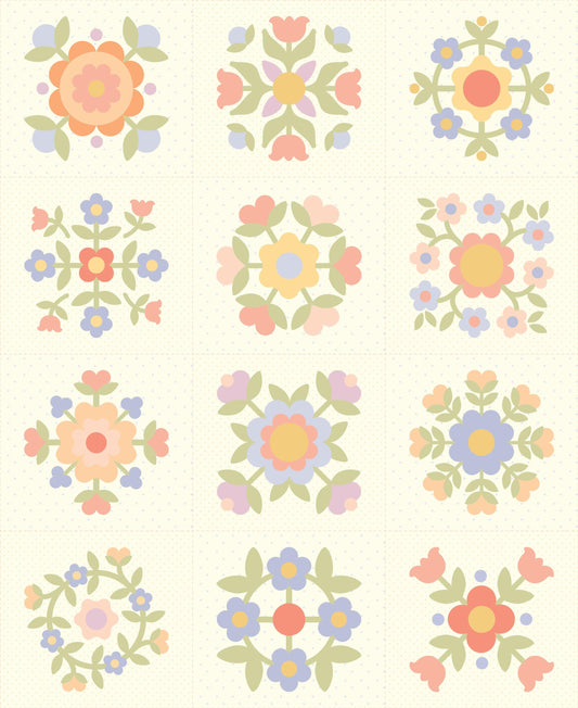 Pastel Prairie Panel in Porcelain by My Sew Quilty Life for Moda 36" x 44" panel of Quilter's Cotton Fabric