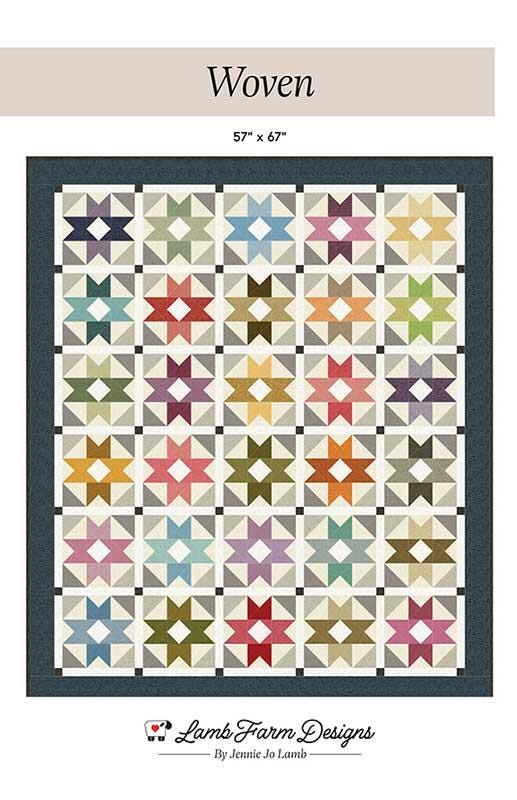 Woven pattern by Jennie Lamb of Lamb Farm Designs for Moda.  Layer Cake Friendly. 57 inch by 67 inch quilt.