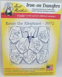 Ernie the Elephant Aunt Martha's #3972 Vintage Embroidery Hot Iron Transfer Cross Stitch Pattern