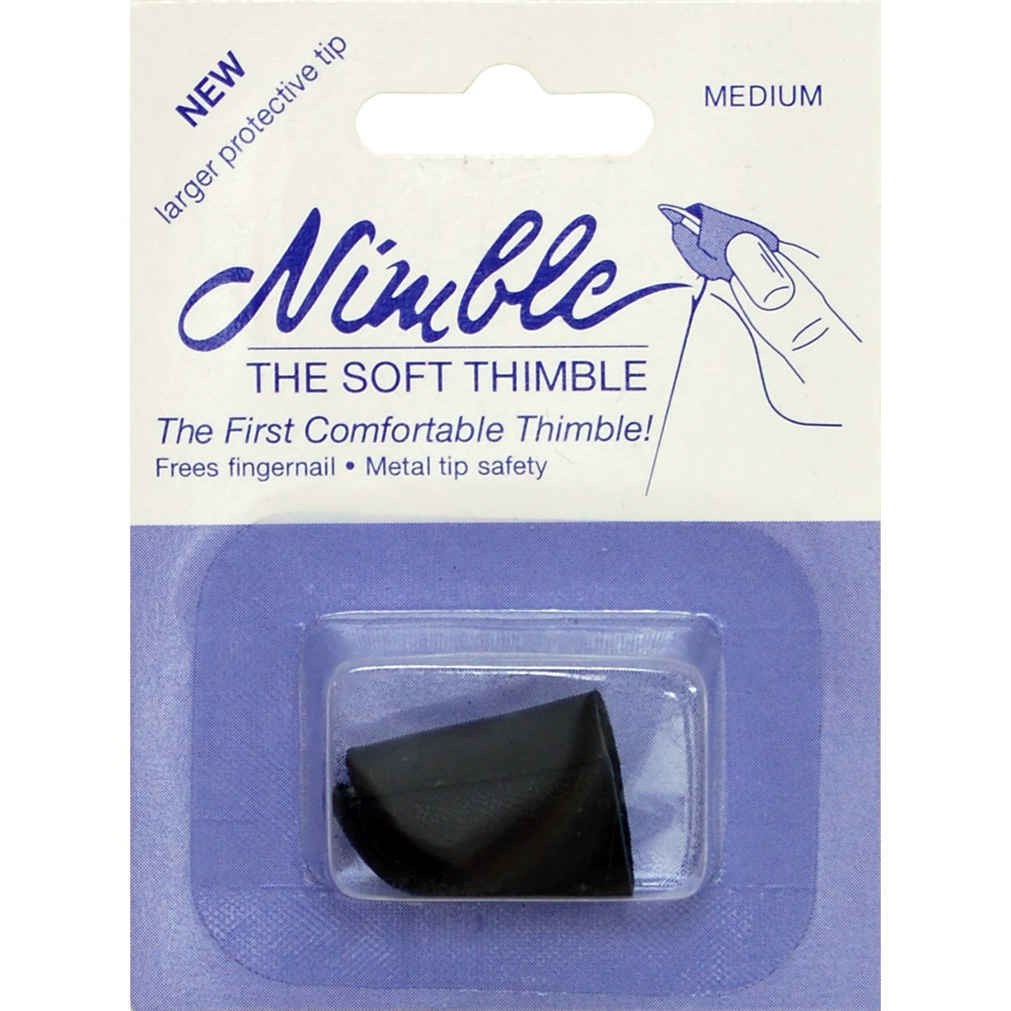 Leather Thimble with open space for fingernail and metal protective tip size Medium.