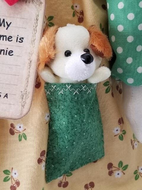 Handmade Annie doll with toy dog and book. Limited Edition Series by Sunnie Andress