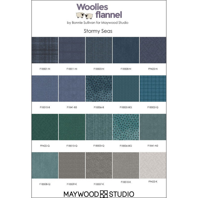 Woolies Flannel Stormy Seas Charm Pack by Maywood Studios 100% Cotton Flannel