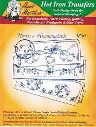 Hearts & Hummingbirds Aunt Martha's #3880 Vintage Embroidery Hot Iron Transfer Pattern