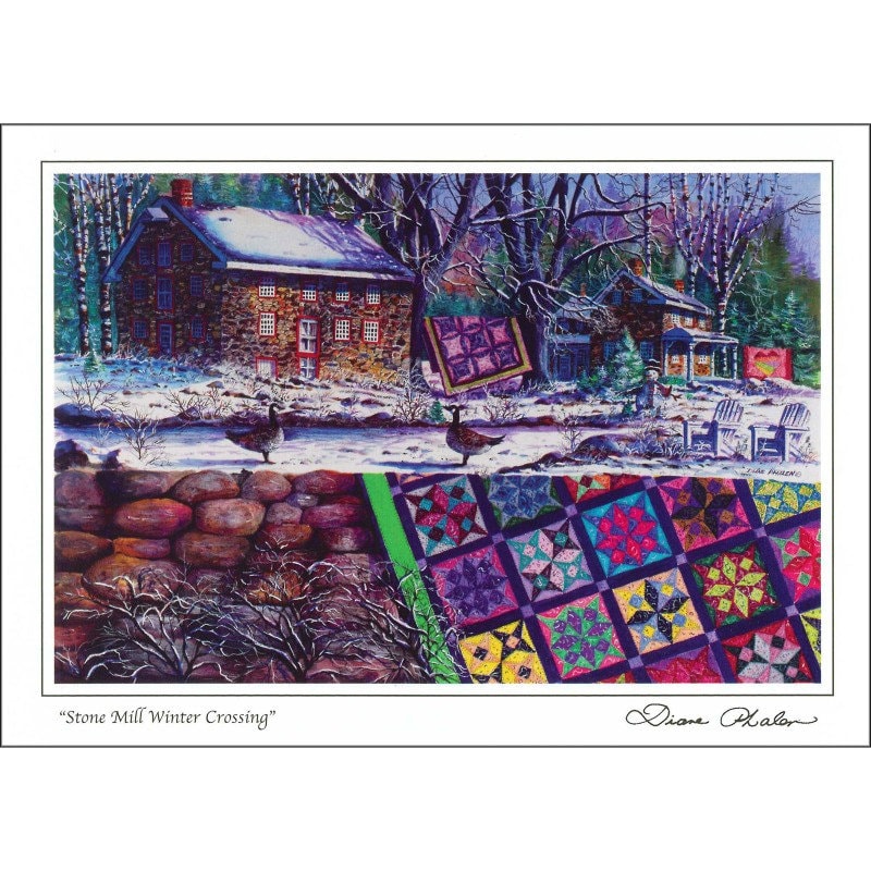 Quilt Themed 8 Note Card Set of Four Seasons of Quilts.  4 different prints by Diane Phalen Watercolors