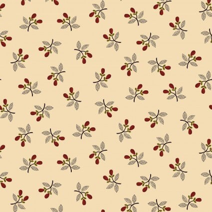 Right As Rain Sprigged Pears in Cream by Henry Glass continuous cuts of Quilter's Cotton Fabric