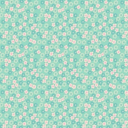Nana Mae VI Tiny Daisies in Aqua by Henry Glass continuous cuts of Quilter's Cotton 30's print Fabric