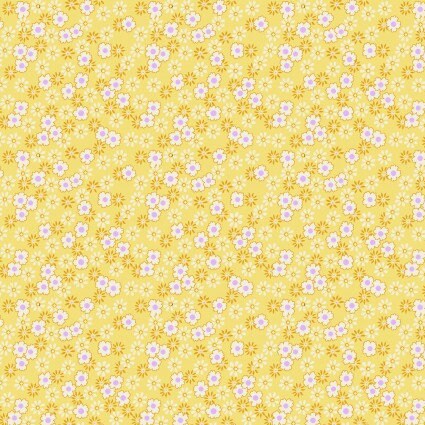 Nana Mae VI Tiny Daisies in Yellow by Henry Glass continuous cuts of Quilter's Cotton 30's print Fabric