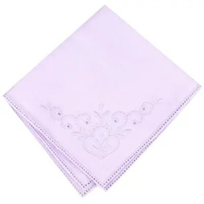 White, Cream, Pink, Purple, Green, or Blue Cotton Straight Edge Hanky hemstitched with holes for attaching Tatted or crocheted edging