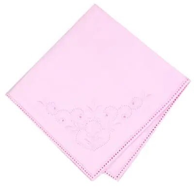 White, Cream, Pink, Purple, Green, or Blue Cotton Straight Edge Hanky hemstitched with holes for attaching Tatted or crocheted edging