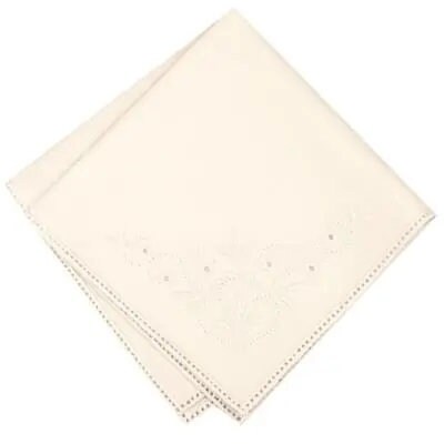 White, Cream, Pink, Purple, Green, or Blue Cotton Straight Edge Hanky hemstitched with holes for attaching Tatted or crocheted edging