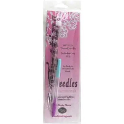 Tatting Needle size 5 in a tube with a needle threader from Handy Hands. Perfect for size 20 or 10 tatting thread.