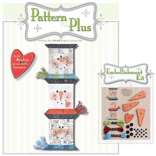 Spool Snowmen Pattern and Embellishment Kit. Thread Spool Runner #822 by Happy Hollow Designs
