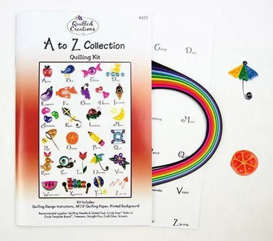 A to Z Paper Quilling Kit for all ages includes Printed Background and designs for every letter by Quilled Creations