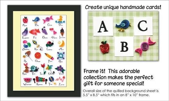 A to Z Paper Quilling Kit for all ages includes Printed Background and designs for every letter by Quilled Creations