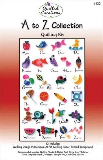 A to Z Paper Quilling Kit for all ages includes Printed Background and designs for every letter by Quilled Creations