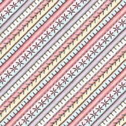 Measure Twice Embroidered Bias Stripe in Pink by Maywood Studio designed by Kris Lammers, continuous cuts of Quilter's Cotton Fabric
